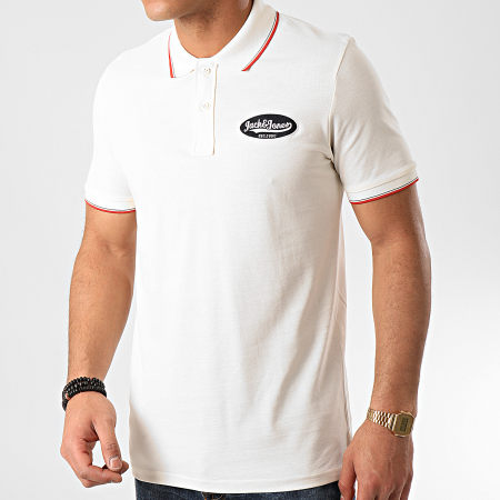 Jack And Jones - Polo Manches Courtes Raydon Crème