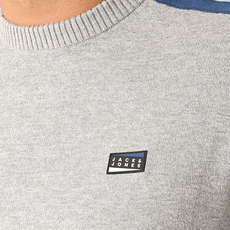 Jack And Jones - Pull A Bandes Badge Gris Chiné
