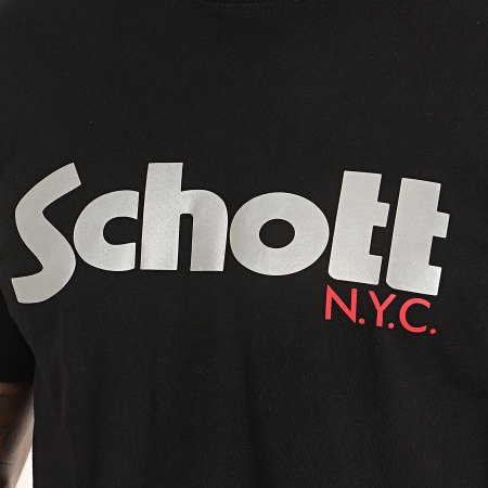 Schott NYC - Tee Shirt Réfléchissant Black Reflect Noir