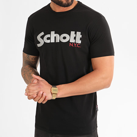 Schott NYC - Tee Shirt Réfléchissant Black Reflect Noir