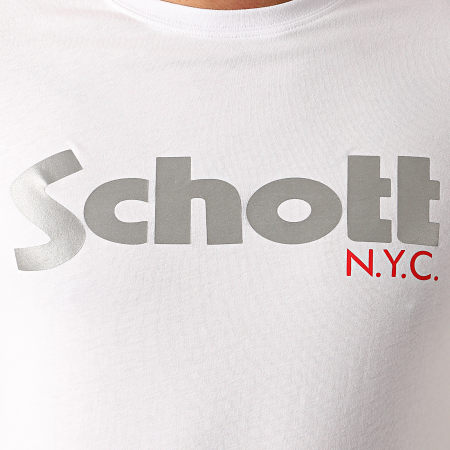 Schott NYC - Tee Shirt Réfléchissant White Reflect Blanc