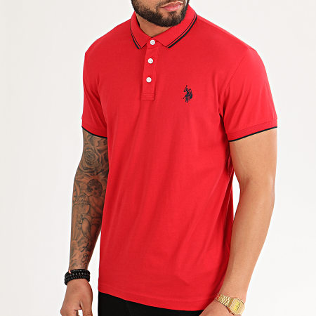 US Polo ASSN - Polo Manches Courtes New Double Horse Rouge