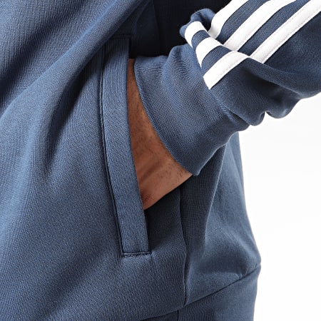 Adidas Originals - Sweat Capuche Col Zippé A Bandes FM3762 Bleu Marine