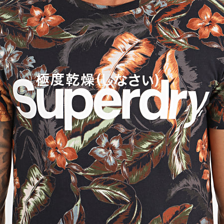 Superdry - Tee Shirt Super 5's M1010106B Bleu Marine Floral