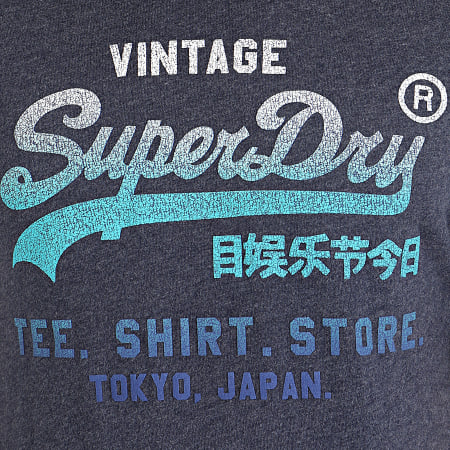 Superdry - Tee Shirt Vintage Fade Store M1010093A Bleu Marine Chiné