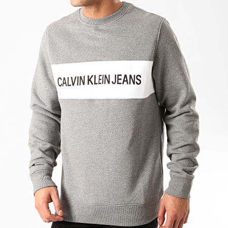Calvin Klein - Sweat Crewneck Institutional Contrast Panel 4857 Gris Chiné