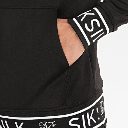SikSilk - Sweat Col Zippé Capuche Branded Rib 15422 Noir