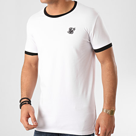 SikSilk - Tee Shirt Inset Straight Hem Ringer Gym 15764 Blanc