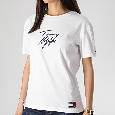 Tommy Hilfiger - Tee Shirt Femme CN Logo 2262 Blanc