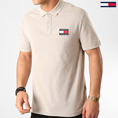 Tommy Jeans - Polo Manches Courtes Tommy Badge 7456 Beige