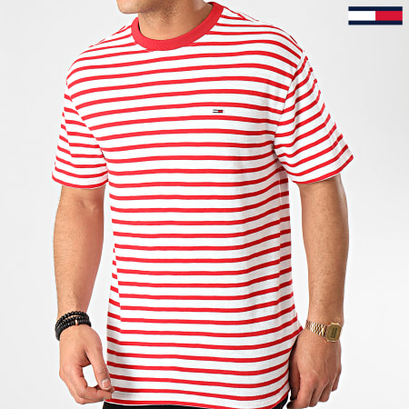 Tommy Jeans - Tee Shirt Tommy Stripe 7808 Blanc Rouge