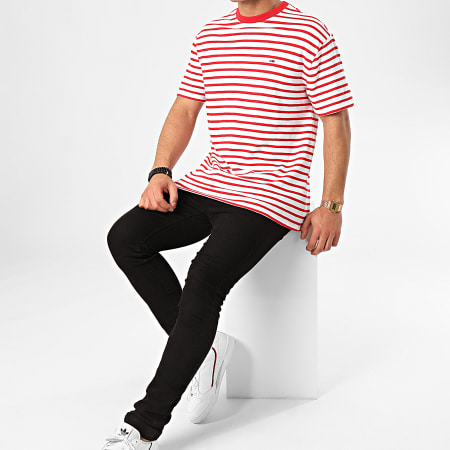 Tommy Jeans - Tee Shirt Tommy Stripe 7808 Blanc Rouge