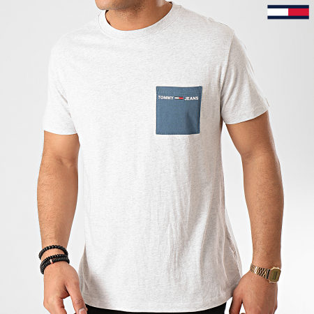 Tommy Jeans - Tee Shirt Poche Contrast Pocket 8097 Gris Chiné