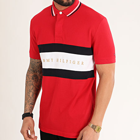 Tommy Hilfiger - Polo Manches Courtes Iconic Chest Stripe 2242 Rouge