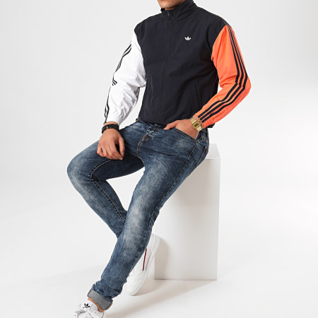Adidas Originals - Veste Zippée A Bandes Shadow Trefoil FM1537 Bleu Marine