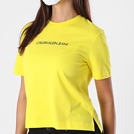 Calvin Klein - Tee Shirt Femme Crop 2879 Jaune