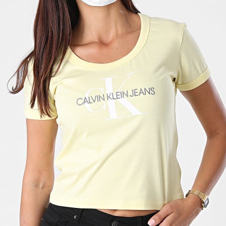 Calvin Klein - Tee Shirt Femme Crop 3561 Jaune