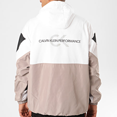 Calvin Klein - Veste Col Zippée Capuche GMS0O601 Noir Blanc Beige Réfléchissant