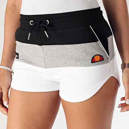 Short Jogging Femme Tricolore Stefani Fleece SGE04450 Noir Gris Chine Blanc