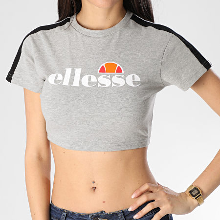 Ellesse - Tee Shirt Crop Femme A Bandes Bobbie SGE08430 Gris Chiné
