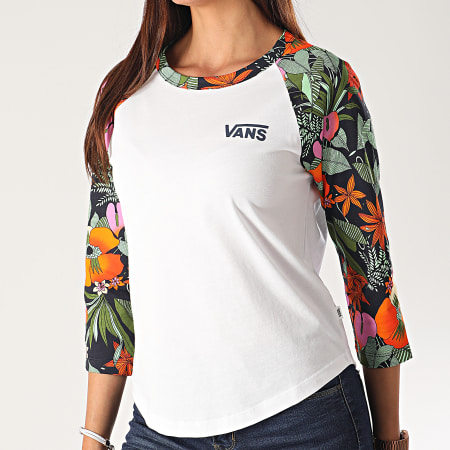 Vans - Tee Shirt Femme Nursery A4DOI Blanc Bleu Marine Floral