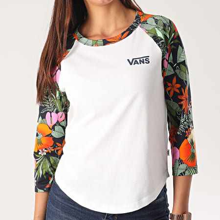 Vans - Tee Shirt Femme Nursery A4DOI Blanc Bleu Marine Floral