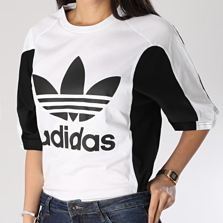 Adidas Originals - Tee Shirt Femme Boyfriend FL4118 Noir Blanc
