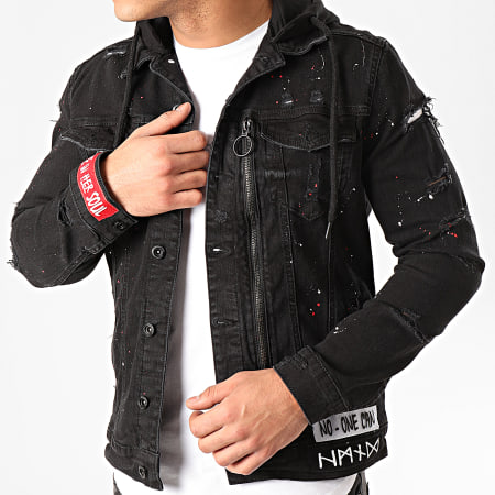 Veste en jean noir destroy outlet