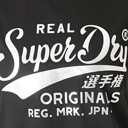 Superdry - Robe Tee Shirt Femme Core W8010139A Noir Argenté