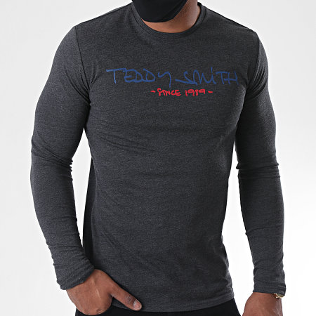 Teddy Smith - Tee Shirt Manches Longues Class Basic Gris Anthracite Chiné