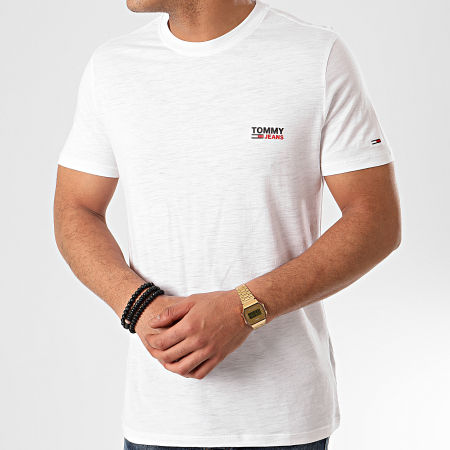 Tommy Jeans - Tee Shirt Texture Logo 7813 Blanc