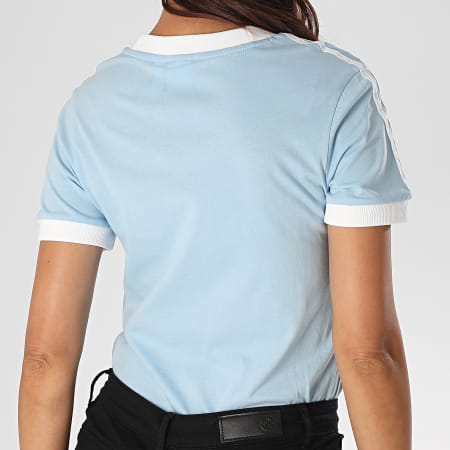 Adidas Originals - Tee Shirt Femme A Bandes 3 Stripes FM3322 Bleu Clair
