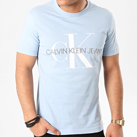 Calvin Klein - Tee Shirt Vegetable Dye Monogram 4762 Bleu Clair