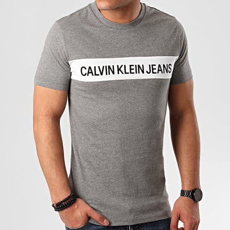 Calvin Klein - Tee Shirt Institutional Blocking Panel 5283 Gris Chiné