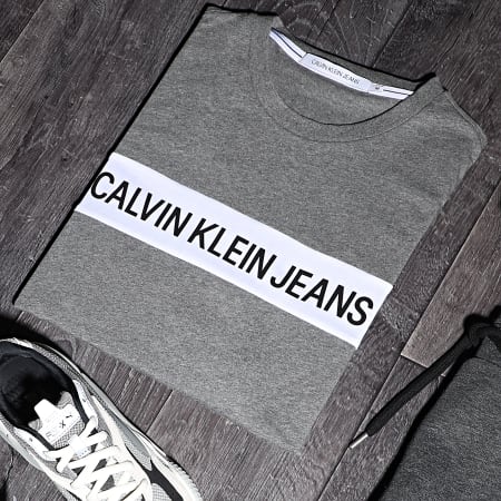 Calvin Klein - Tee Shirt Institutional Blocking Panel 5283 Gris Chiné