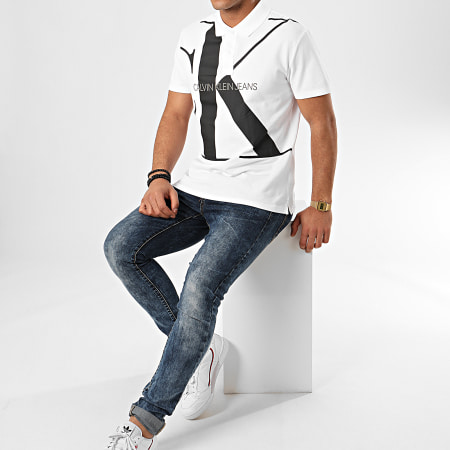 Calvin Klein - Polo Manches Courtes Upscale Monogram 5358 Blanc