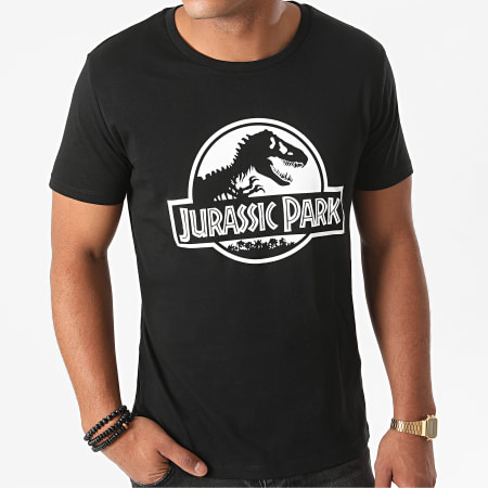 Jurassic Park - Tee Shirt Logo Black And White Noir