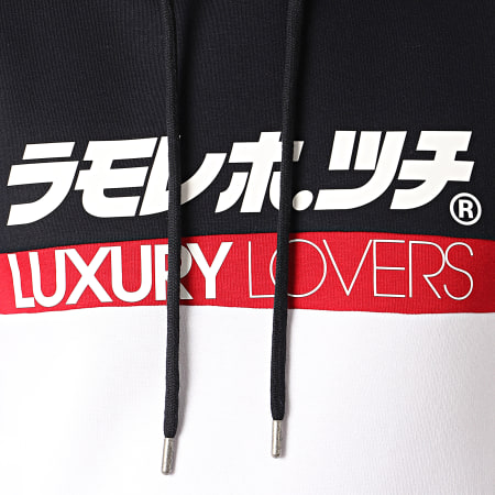 Luxury Lovers - Felpa con cappuccio Shuto Tricolore Bianco Navy Rosso