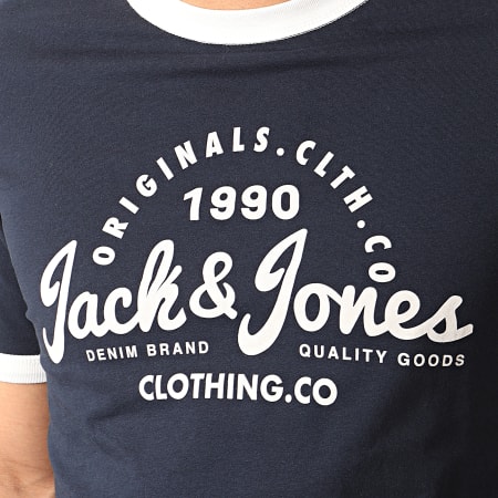 Jack And Jones - Tee Shirt Retro Bleu Marine