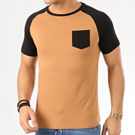 LBO - Tee Shirt Raglan 1019 Noir Camel