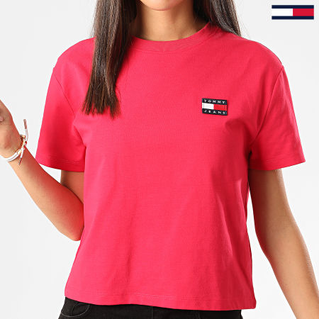 Tommy Jeans - Tee Shirt Femme Crop Tommy Badge 6813 Rose Fushia