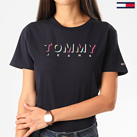 Tommy Jeans - Tee Shirt Femme Shadow Logo 8040 Bleu Marine