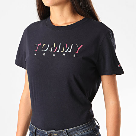 Tommy Jeans - Tee Shirt Femme Shadow Logo 8040 Bleu Marine