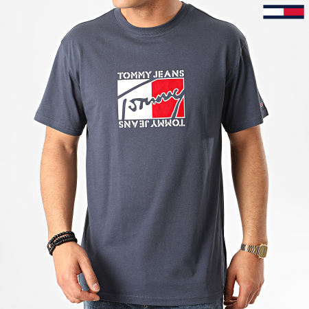 Tommy Jeans - Tee Shirt Flag Script 7433 Bleu Marine