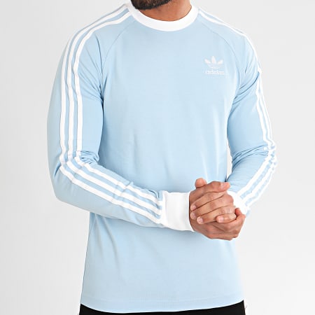 Adidas Originals - Tee Shirt Manches Longues A Bandes FM3780 Bleu Ciel