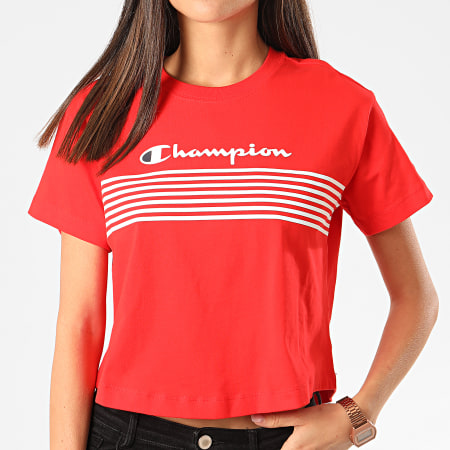 Champion - Tee Shirt Femme Crop 113098 Rouge