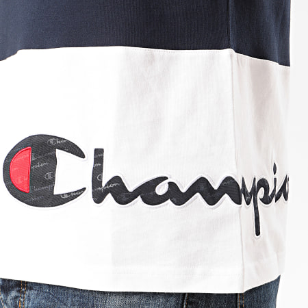 Champion - Tee Shirt 214208 Bleu Marine Blanc