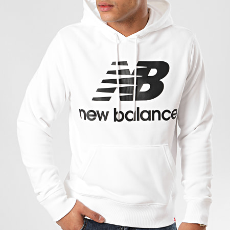 New Balance - Sweat Capuche Essential Stacked Logo 690950 Blanc