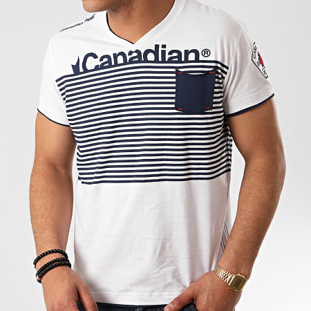 Canadian Peak - Tee Shirt Poche Col V Jerem Blanc