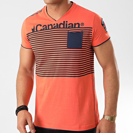 Canadian Peak - Tee Shirt Poche Col V Jerem Orange